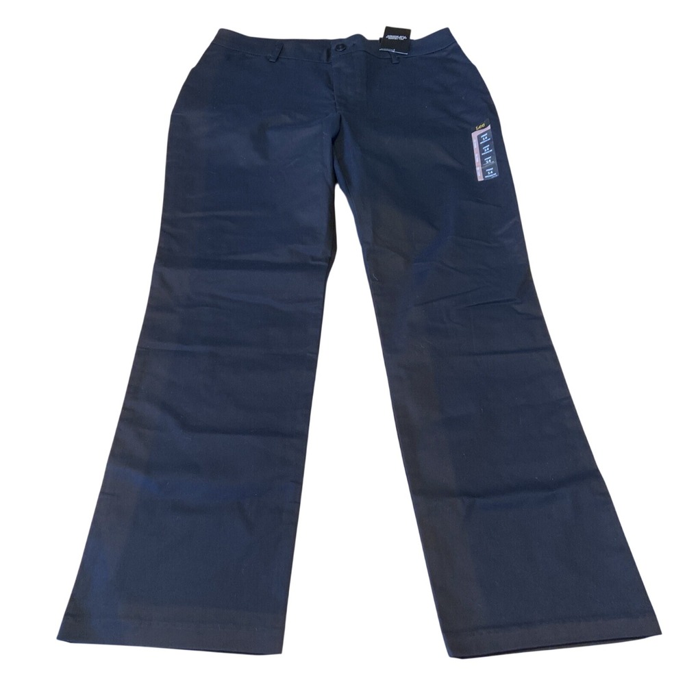 Lee Black 14 Medium Dress Pants Wrinkle Free Straight Mid Rise Women's
